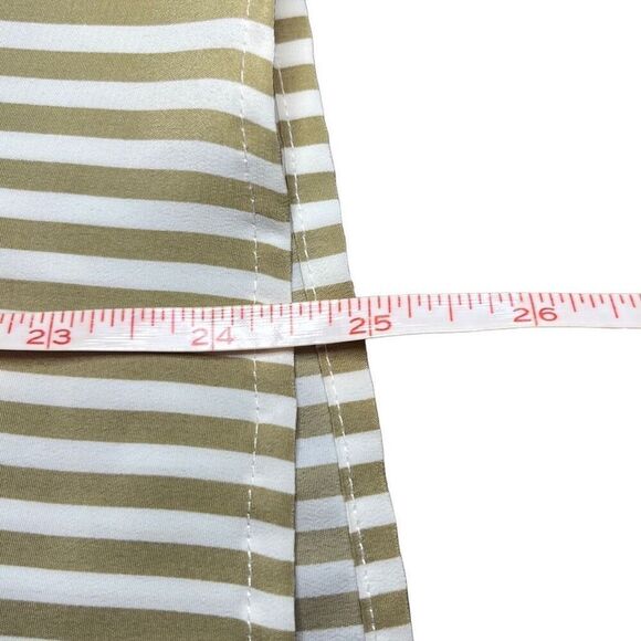 Notations Vtg 10 Tan White Stripe Button Down Silky Blouse Secretary Workwear - Picture 6 of 6